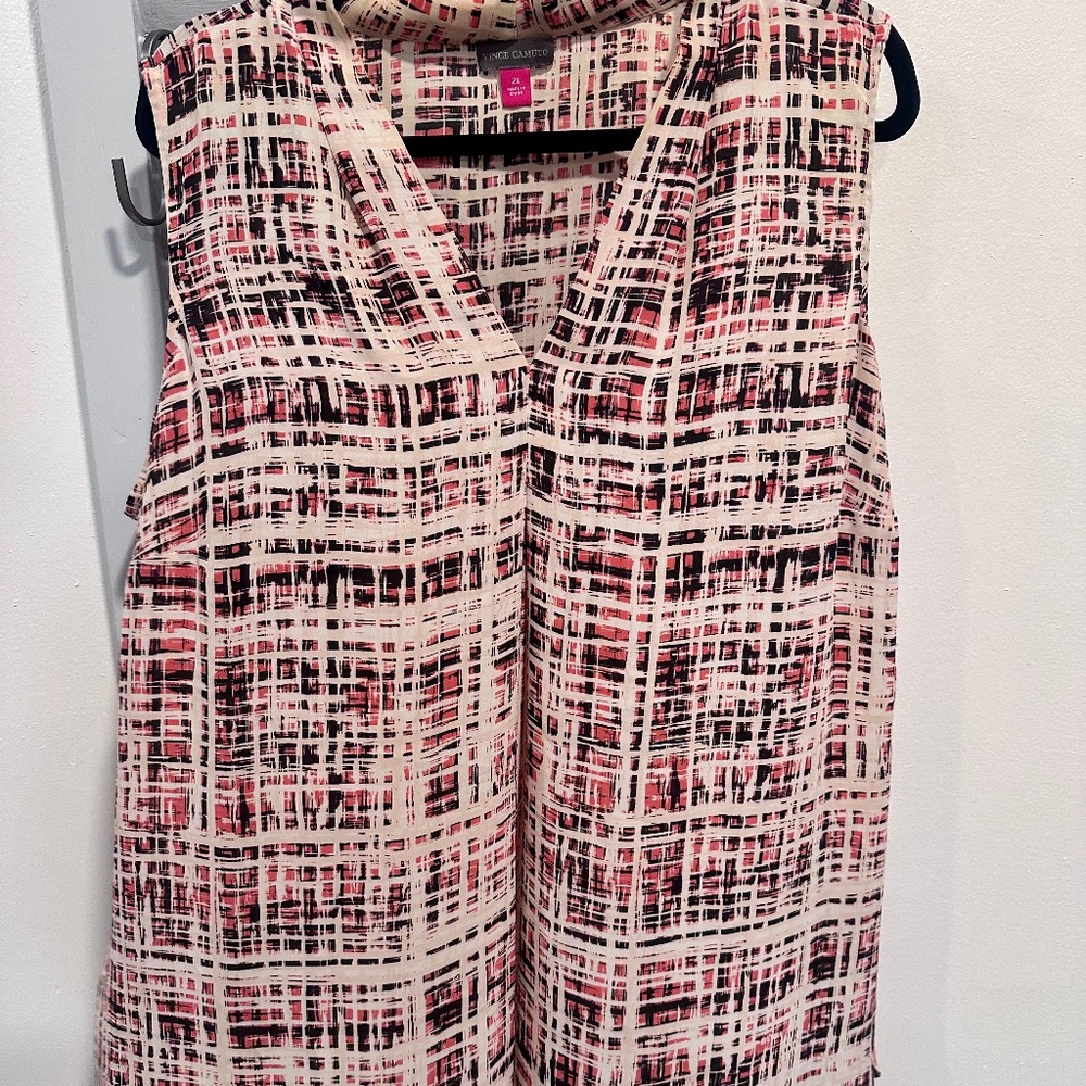 Vince Camuto Polished Sleeveless Brushstroke Top 2X
